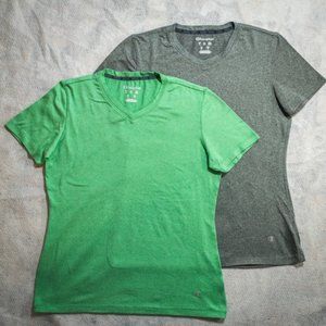 Lot of 2 Champion Soft V-Neck Shirts, Gray & Green